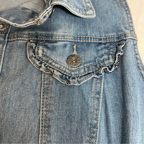 Vintage 90s Dress Barn ruffled trim denim jean button front vest size 3X XXXL - Picture 6 of 7